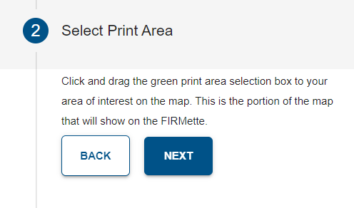 Second step where users will move the print area box to the section of the map they are interested it.