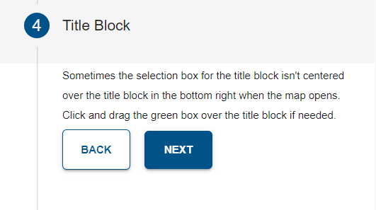 Fourth step where user will move the scale and north area selection over the part of the map that contains the title block and scale area of the map.